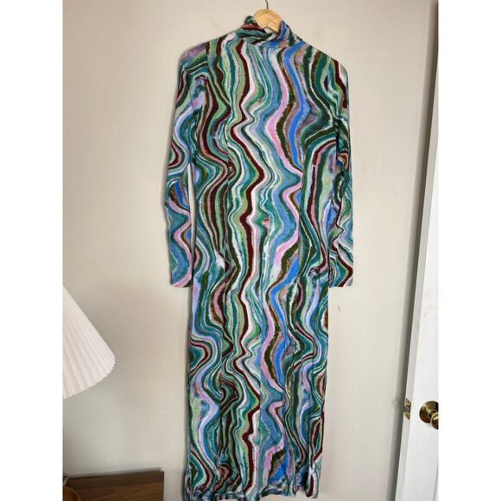 NEW Marie Oliver Paxton Turtleneck Long Sleeve Maxi Dress Multi Color Size: XS - Picture 6 of 7